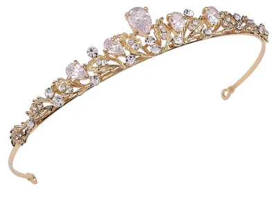 Produktbild von Haarschmuck mit Kristalltiara – Goldene Brautkrone für Damen