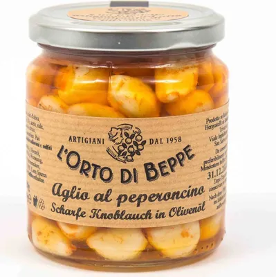 Immagine prodotto di Aglio con peperoncino in olio d'oliva 314 ml. - L'Orto di Beppe