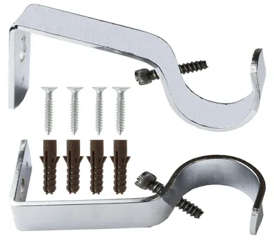Gardinenstangenhalterungen 19 mm, 2er-Set, Metall, silber