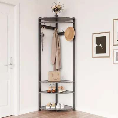 Produktbild von Kappenaanhanger - Wandkappenaanhanger - Freistehende Kappenaanhanger - Garderobenschrank - Kleiderhaken - Eckkappenaanhänger mit Schuhbank - Metall