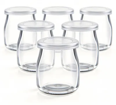 6 Dessertgläser 200 ml mit Deckel, Glas, spülmaschinengeeignet