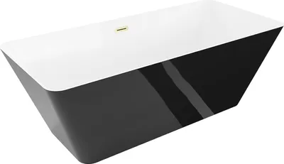 Zdjęcie produktu dla Mexen Velo Slim wanna wolnostojąca 170 x 75 cm, biała/czarna, przelew złoty szczotkowany - 52811707575-55
