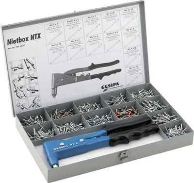 Imagen del producto de ART 88472: Remaches ciegos - Set de remaches en caja con alicates manuales NTX. Precio/unidad de venta