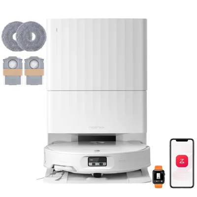 Produktbild von Roborock Qrevo Edge 2 Set Staubsauger Roboter, 25.000 Pa Saugroboter mit Wischfunktion, Wischmopp-Hebefunktion 80 °C Moppwäsche mit heißem Wasser Weiß