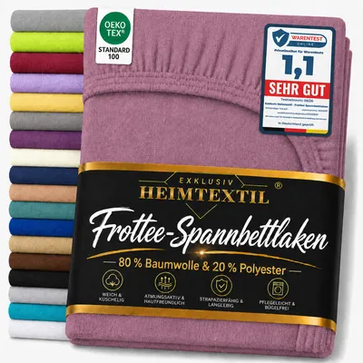Produktbild von EXKLUSIV HEIMTEXTIL Frottee Spannbettlaken 90 - 100 x 200 cm Lila 80% Baumwolle 20% Polyester Bed-Sheet Bettlaken Spannbetttuch Topper Leinentuch