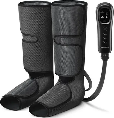 Image de Appareil de massage des jambes, enveloppement des mollets par compression d'air, 2 modes, 3 niveaux d'intensité, GRIS, prise EU
