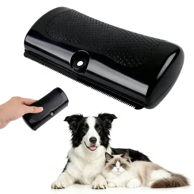 Produktbild von Hundebürste Unterwolle Kurzhaar mit Komfortgriff | Haustier-Enthaarungskamm für Hunde Katzen Pferde Kaninchen | ABS Metall