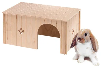 Imagen del producto de Casa para conejos SIN MAXI, 26 x 52 x 31 cm, madera, color marrón claro