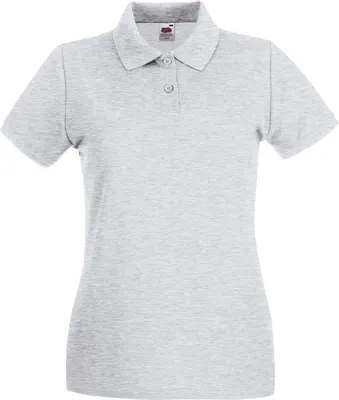 Produktbild von Fruit of the Loom Damen T-Shirt Polohemd kurzarm Poloshirt Polo Shirt, Größe:L (14), Farbe:Ash