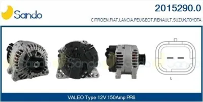 Produktbild von SANDO 2015290.0 Lichtmaschine Generator LiMa 150A 12V für RENAULT Clio III Schrägheck (BR0/1, CR0/1) Megane III Schrägheck (BZ0/1) passend für PEUGEOT