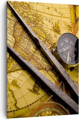Produktbild von Bild auf Leinwand - Leinwandbild - Einteilig - Kompass Abenteuer Reisen - 70x100cm - Wand Bild - Wanddeko - Wandbilder - Leinwanddruck - Wanddekoration - Leinwand bilder - Wandbild - PA70x100-0146