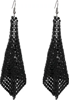 Produktbild von Damen-Ohrringe, modisch, quadratisch, mit Pailletten, Quaste, baumelnd, Statement-Schmuck, Geschenk-Schwarz