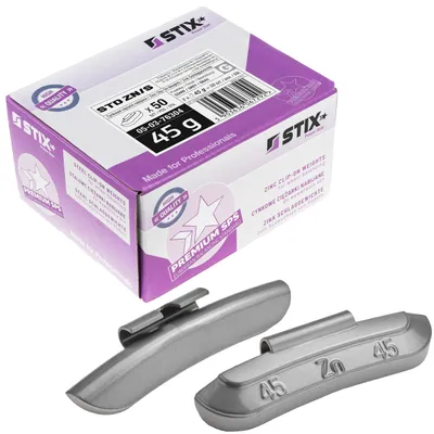 Obrázok produktu pre STIX ZN/S Vyvažovacie závažia pre oceľové ráfiky 45 g, pozinkované Vyvažovacie závažia Strieborné 50 kusov