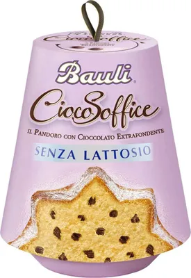 Produktbild von Bauli Il Pandoro CiocoSoffice Senza Lattosio Laktosefreier Weihnachtskuchen mit extra dunklen Schokoladentropfen 700g