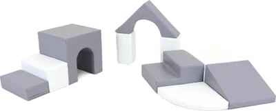 Produktbild von IGLU Soft Play Softbausteine Schaumstoffbausteine Riesenbausteine Bauklötze Spielbausteine mit Anti-Rutsch 10 TLG. Grau/Weiß