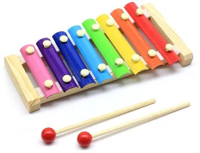 Immagine prodotto di Xilofono in legno per bambini, dai colori vivaci, adatto ai più piccoli, giocattolo educativo in legno
