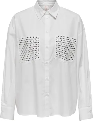 Produktbild von ONLGITHA LIFE LS STUDDED SHIRT WVN Bright White M