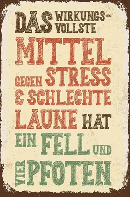 Produktbild von vianmo Holzschild 18x12 cm Tiere Mittel gegen Stress 4 Pfoten