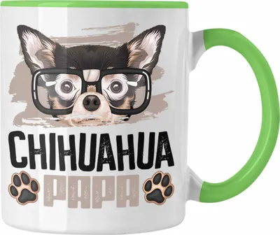 Produktbild von Trendation - Chihuahua Papa Besitzer Tasse Geschenk Lustiger Spruch Geschenkidee Chihuahua Liebhaber (Grün)
