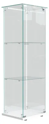 Immagine prodotto di Vetrina espositiva - Mobile espositivo a vetrina - 1 anta con serratura - Illuminazione a LED - 3 ripiani in vetro - 123,3 x 39,8 x 35 cm - Bianco