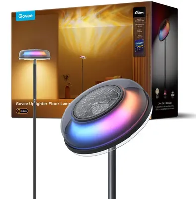 Produktbild von Govee Uplighter Floor Lamp, Intelligente Bodenbeleuchtung, Wi-Fi/Bluetooth, Schwarz, 2700 K, 6500 K, 1000 lm