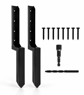 Productafbeelding van Relaxdays Reparatiekit voor schuttingpalen, set van 2, 85,4 cm lang, ankers voor scheve palen, staal, paalsteun, zwart, AI-gegenereerde afbeelding
