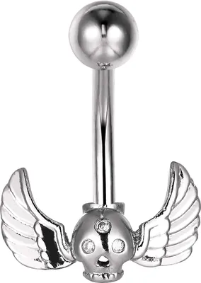 Produktbild von Karisma Edelstahl Bauchnabelpiercing Banana Mini Engelsflügel Zirkonia - HB183 - Silber