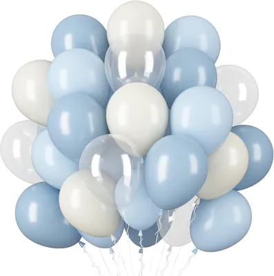 Produktbild von Ballonset 60 Stück, 30 cm, blau und weiß, Latex Helium Ballons, für Geburtstag