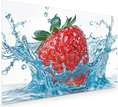 Produktbild von Küchenrückwand Spritzschutz Glas mit Motiv Erdbeere Splash 40 x 40 cm