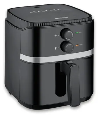 Produktbild von Severin Heißluftfritteuse, 5L, Heißluft Fryer gesundes Kochen, Fritteuse ohne Fett, antihaftbeschichteter Frittierkorb, 1500W, schwarz/silber, FR 2452