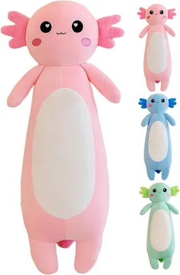 Image de Coussin peluche axolotl, 65 cm, rose, idéal comme compagnon de sommeil pour les enfants