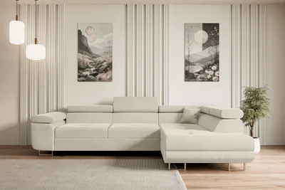 Produktbild von ALTDECOR Ecksofa mit Schlaffunktion und Bettkasten GUSA-L - 272x202x107 cm Beige - Corner Sofa Bett Eckcouch Couch L-Form Schlafcouch Ausziehbar Wohnlandschaft Schlafsofa Cauchsofa