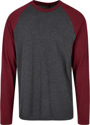 Immagine prodotto di Build Your Brand Basic BB023 | Camicia a maniche lunghe Raglan a contrasto da uomo - Colore: Charcoal/Cherry - Taglia: XXL