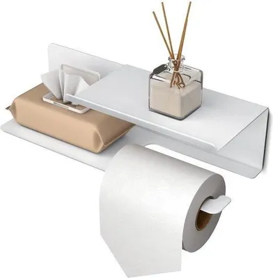 Immagine prodotto di Portarotolo e portasciugamani in carta Nestly con ripiano, 30 x 18 cm, bianco