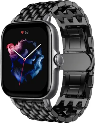 Produktbild von Strap-it Amazfit GTS 3 Stahl-Drachenarmband (Schwarz)