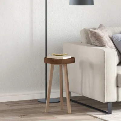 Image de Maison Exclusive - Plateau de table en bois massif chêne, couleur marron foncé, diamètre 30 cm, épaisseur 4 cm