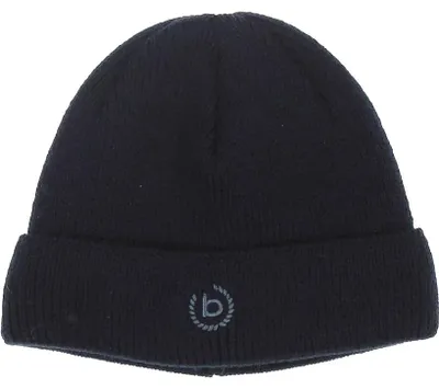 Bugatti Strickmütze mit Umschlag und Logostick in blau