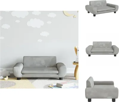 Imagen del producto de vidaXL Sofá infantil, gris claro, 70x45x33 cm, tapizado en terciopelo - Muebles para bebés y niños pequeños