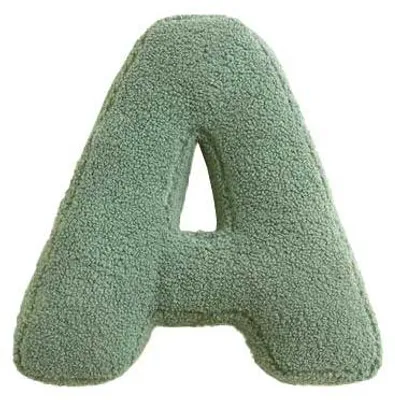 Produktbild von Buchstabenkissen A, grün, 25x27 cm, Lernspielzeug für Kinder, Kuscheltier mit Schlaufe