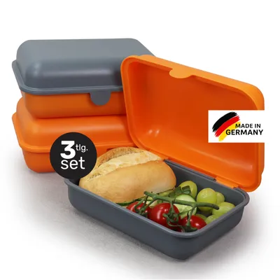 Produktbild von Lunchbox 3er Set 1200 ml – Brotdosen mit Deckel, BPA-frei, mikrowellen & spülmaschinengeeignet, Germany, für Kinder & Erwachsene