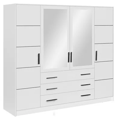 Produktbild von Masseno Drehtürenschrank ELISE 240/200/57,5 cm 4-türig mit Spiegel Weiß