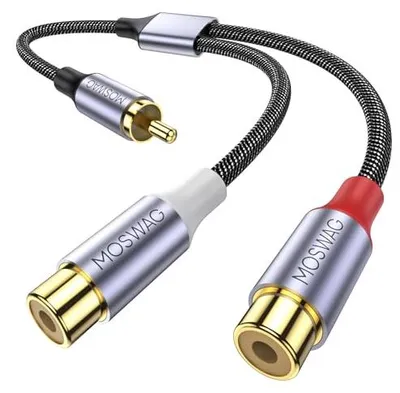 Produktbild von RCA Y Splitter - 1 Stecker auf 2 Buchse Stereo Audio Kabel - Kompatibel Mit Subwoofern, Lautsprechern, Heimkinos, HDTVs, Spielkonsolen