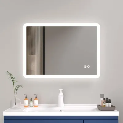 LED-Badspiegel 70x100cm, Anti-Beschlag, 3 Lichtfarben, dimmbar