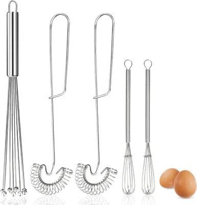 Zdjęcie produktu dla 5-częściowy zestaw trzepaczek ze stali nierdzewnej, 30 cm, 27 cm, 20 cm, do jajek, ciasta, mieszania