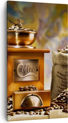Produktbild von Bild auf Leinwand - Leinwandbild - Kaffee Körner Mühle Tasse - 45x80cm - Wand Bild - Wanddeko - Leinwanddruck - Bilder - Kunstdruck - Wanddekoration - Leinwand bilder - Wandkunst - PA45x80-2592