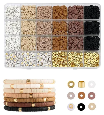 Perlen-Set 1415 Stück, Buchstabenperlen, Tonperlen, bunt, für Armbänder
