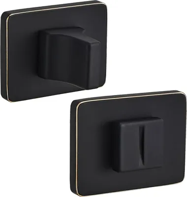 Produktbild von Rechteckiges WC-Türschild mit schwarzer und goldener Rosette für Badezimmer