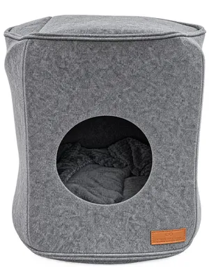 Produktbild von Petriumph® Grau Katzenhöhle aus Filz mit Decke, KI-generiertes Bild