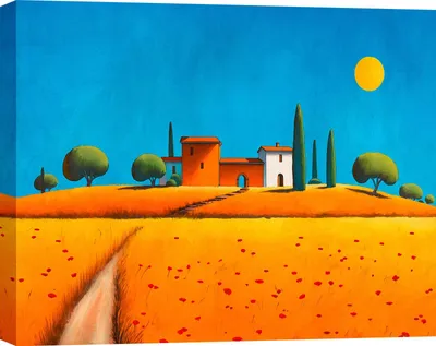 Imagen del producto de Pintura al óleo sobre lienzo, paisaje moderno – Stefano Renaldi – Tarde toscana – 80 x 60 cm
