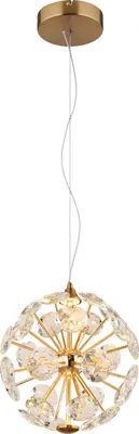 Produktbild von Globo Lighting Hängeleuchte Metall goldfarben, K9 Kristalle klar, Kabel PVC transparent, Höhe kürzbar, ø: 280mm, H: 1500mm, inkl. LED 12W 230V, 1900lm Source, 1400lm Output, 3000K